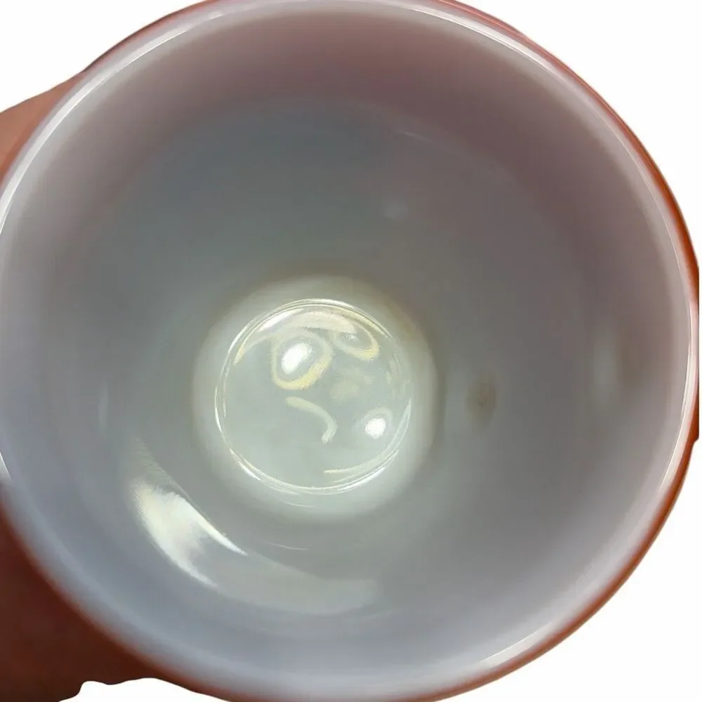 Vintage Corning Burnt Orange Milk Glass Coffee Mugs Set of 2 | Retro 1970s Brown